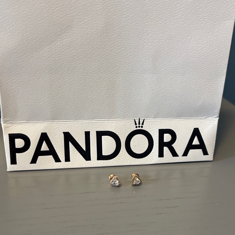 Pandora Two-Tone Heart Stud Earrings